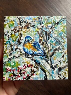 Local Original Art - Acrylic Painting - Winter Robin/Bird